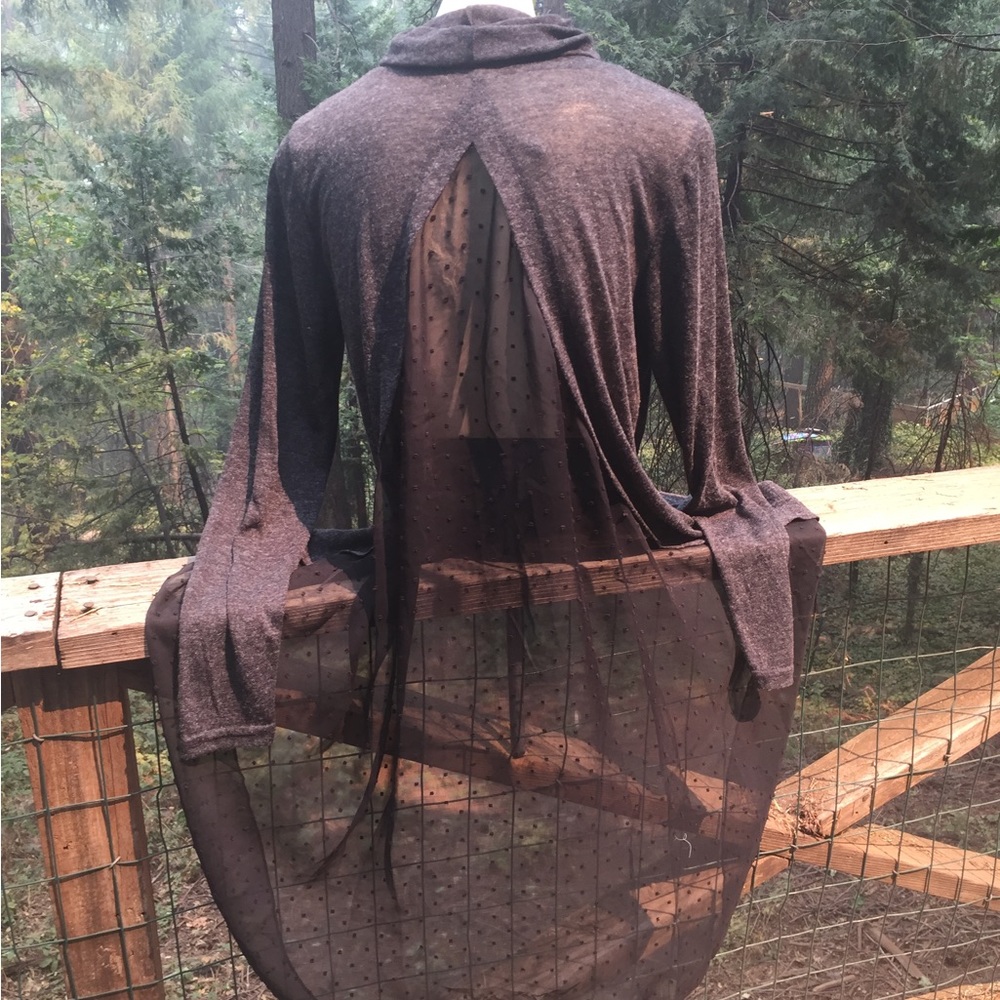 A’reve soft gun metal gray knit tunic top / dress with inset back - Picture 15 of 15